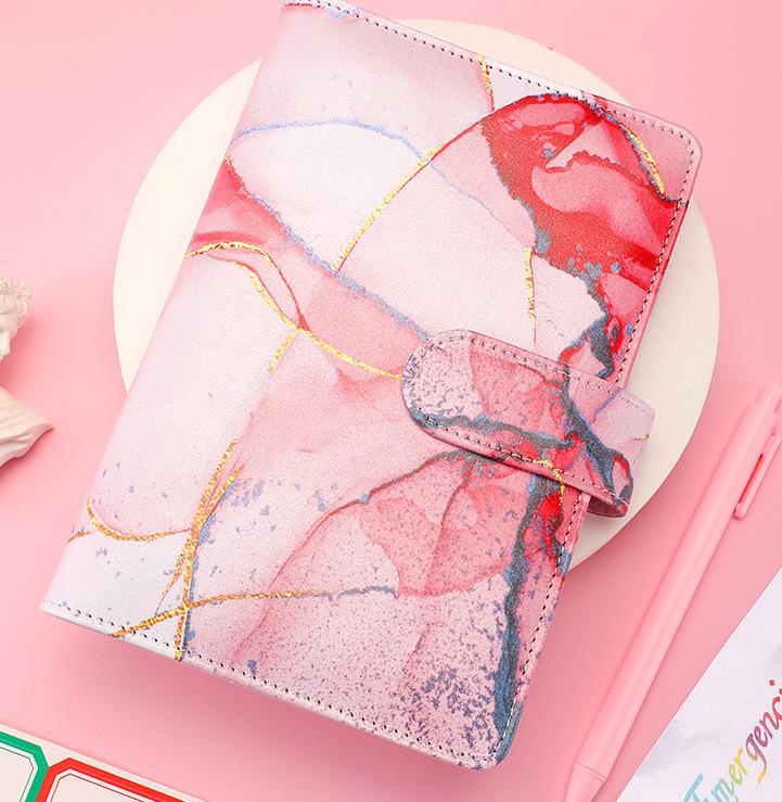 Macaroon Colored Marble Color A6\ PU Leather DIY Binder Notebook Cover Diary Agenda Planner Paper Cover School Stationery