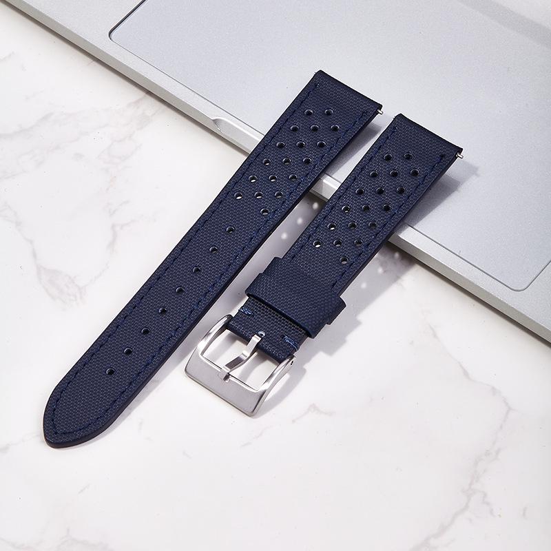 Breathable Cowhide Multi-Hole Watch Strap for Samsung Watch 5/6 (20mm/22mm)