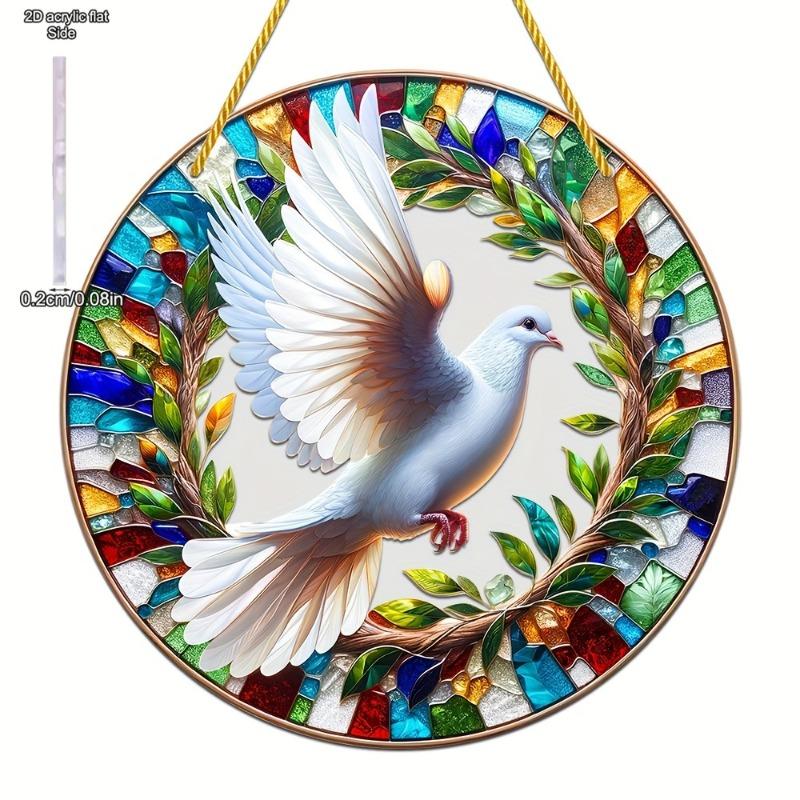 2D Flat Acrylic Charming Dove Stained Style, Suitable for All Seasons, Nurseries, Vintage Home Decor Wall for Bar Kitchen, Restaurant Shop Wall Decor