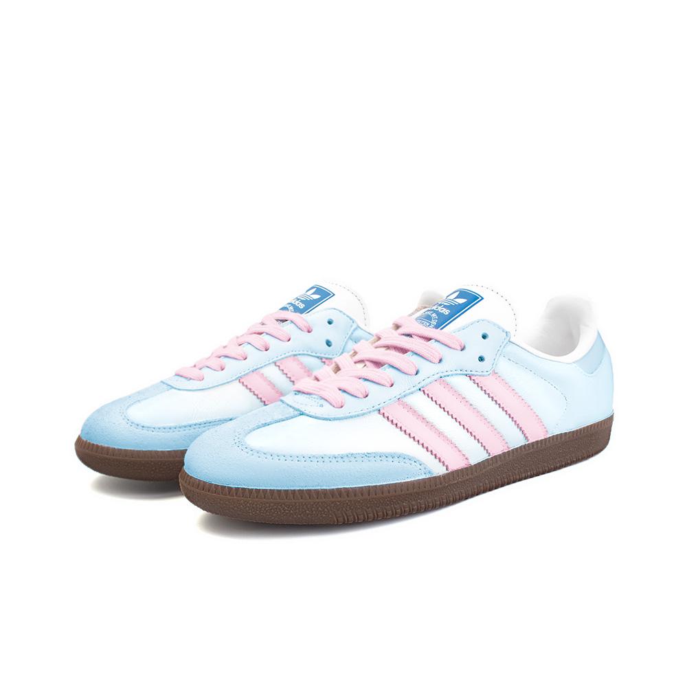 Adidas Originals SAMBA OG Slip Resistant Abrasion Resistant Low top Skateboard Shoes Unisex Blue Pink B75806(Team354-)
