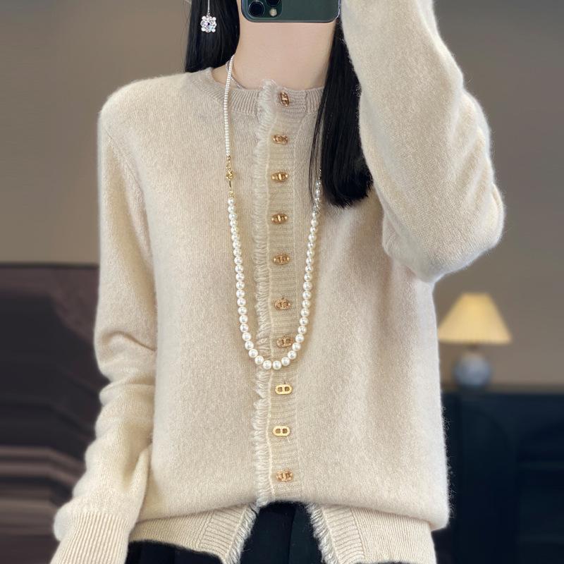 Crew Neck Cardigan Women's Spring and Autumn Fashion Versatile Skin-friendly Top Jacket