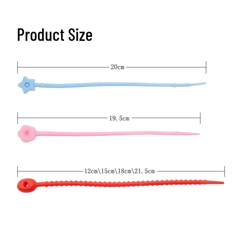 Multicolor TPR Silicone Zip Ties: Elastic Self-Locking, Reusable Cable Organizers & Keychain Pendants.
