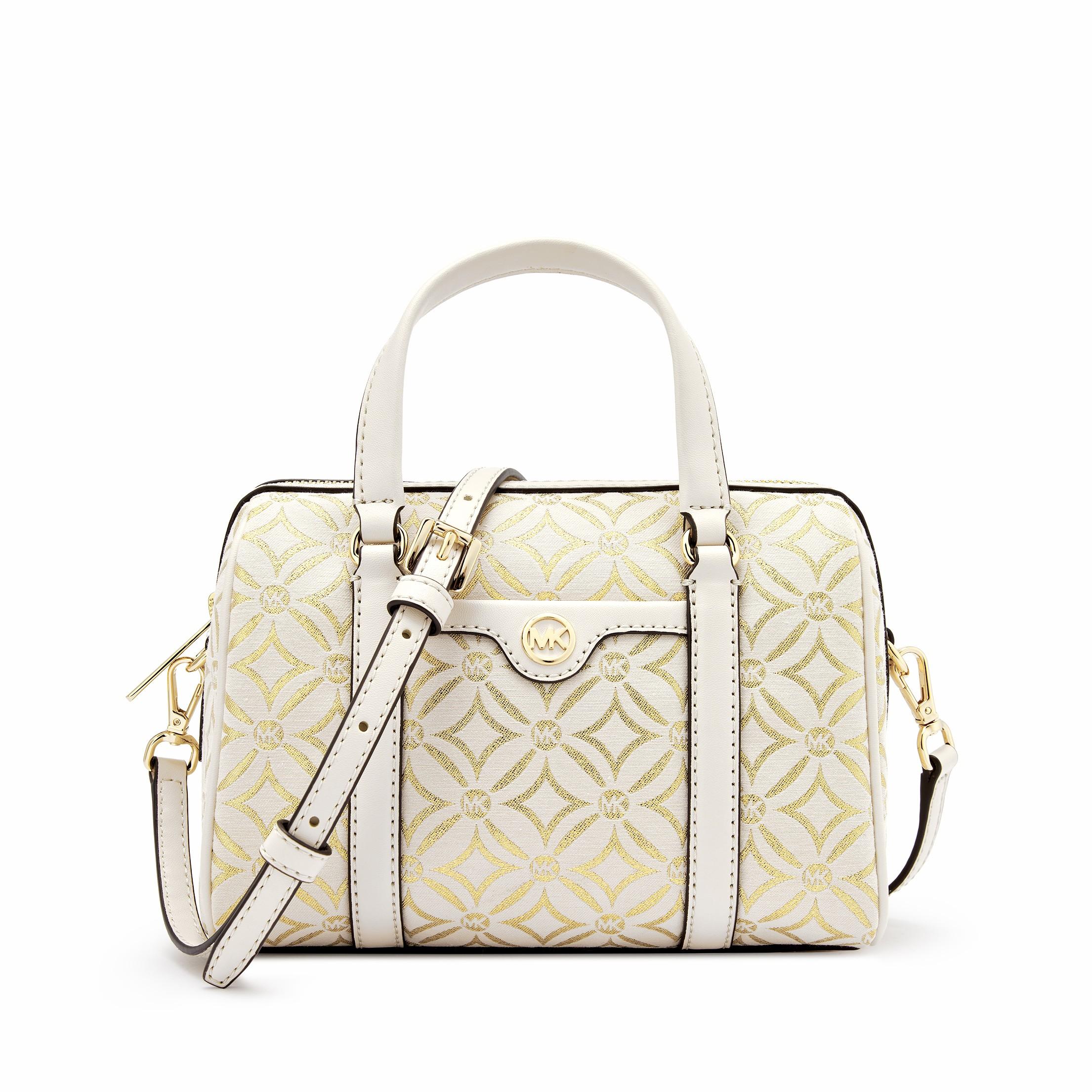 

Michael Kors Diamond Pattern Fabric Tote Shoulder Crossbody Bag Small Women Bags Cream Gold 35F4GTFC1J-795 Basic Set (Bag+Dust Bag)
