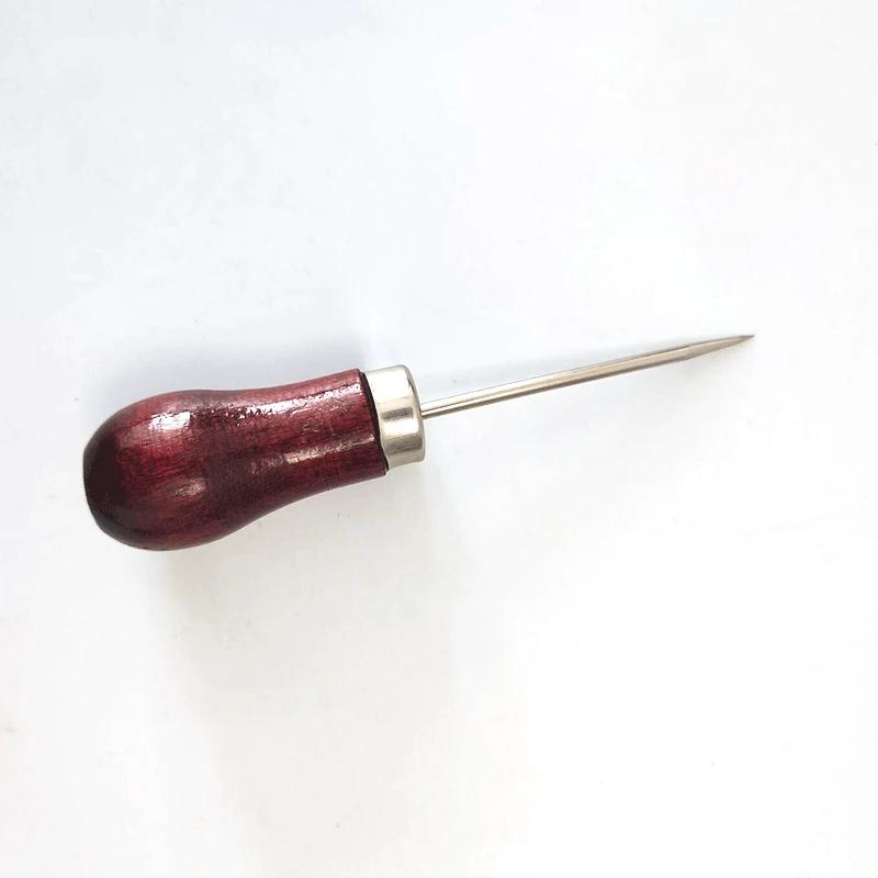 1/2PCS Thin Handle Gourd Wood Shank Cone Straight Tapered Wood Drill Round Solid Tool DIY Leather Craft Needle Tools Kit
