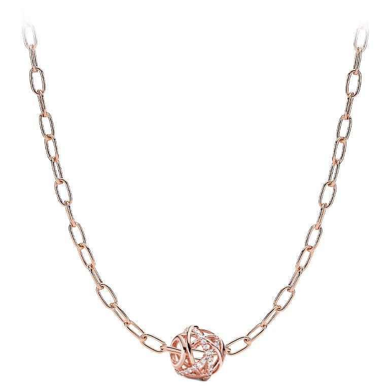 Pandora Hollow Galaxy Fashion Versatile Light Luxury High-End 925 Silver Cubic Zirconia Necklace Women necklace Rose-Gold ZT26012835A Box