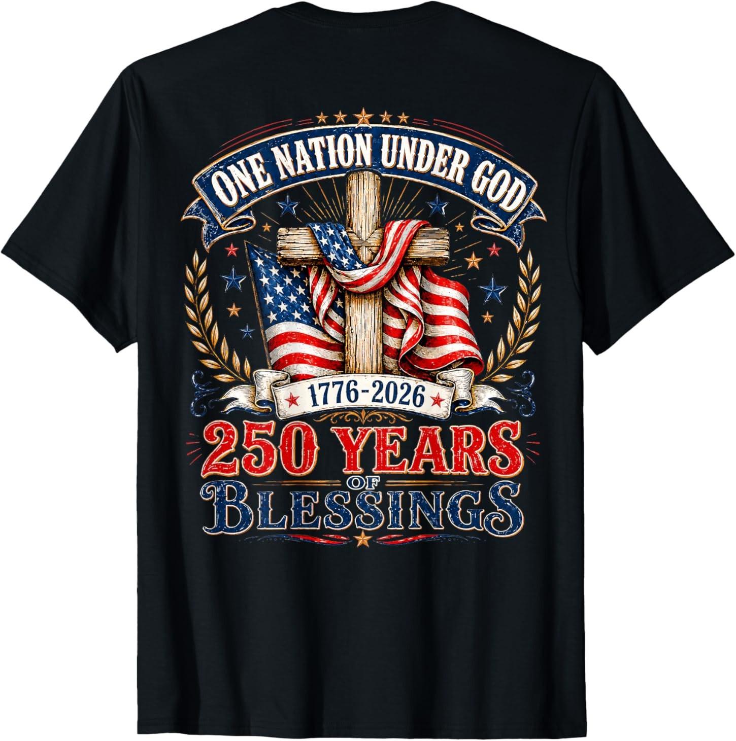 (ON Back) One Nation Under God 250 Years of Blessings T-Shirt S разноцветный