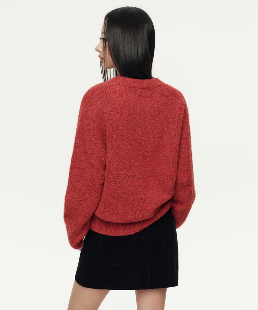 MUSINSA STANDARD WOMAN Women'S Boucle Relaxed Crew Neck Knit [Red]