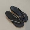 Fashion Fashion Wedge Flip-flops Women's Summer Wear New Round Head Crystal Buckle Non-slip Wear-resistant Cool Mop