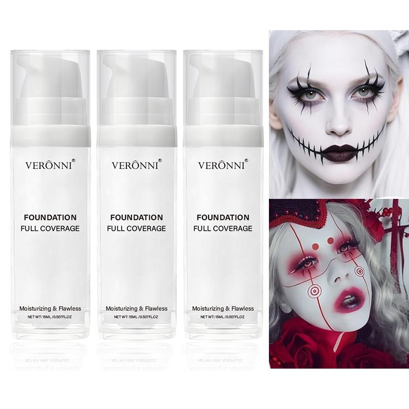 White Liquid Foundation Pure White Toning Cream Foundation, Face & Body Painting Product for Cosplay, Mardi Gras and Carnival