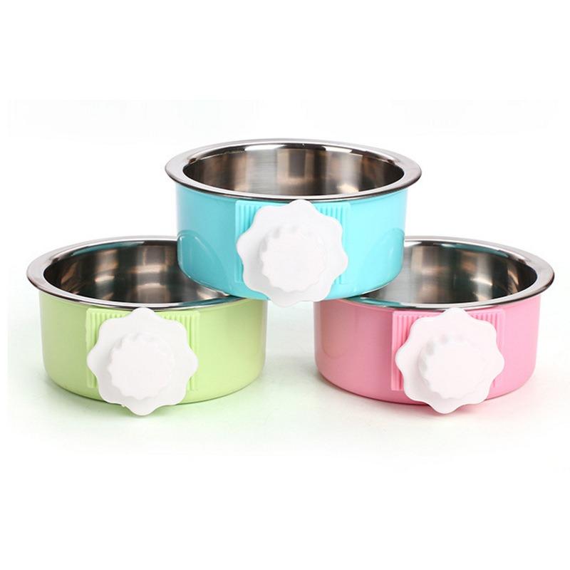 Hanging Pet Bowl Stainless Steel Removable Adjustable Screw Mount Food Water Bowl For Dog Cat Cage Crate Kennel