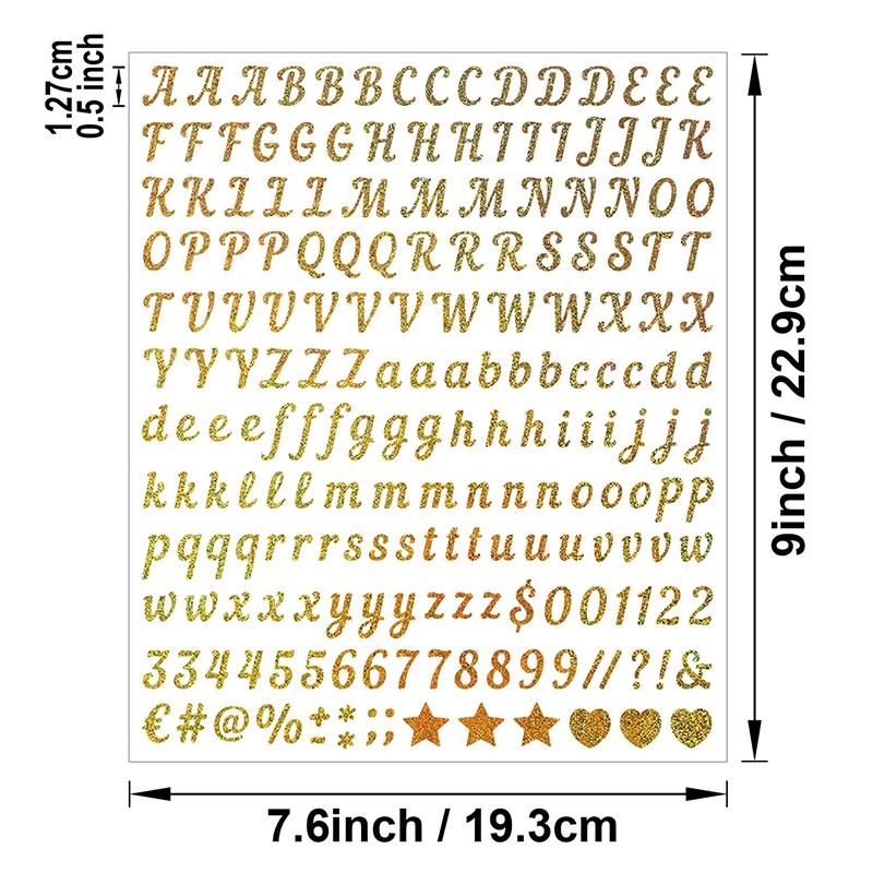6 Sheets Craft Letter Stickers, 1080 PCS Glitter Script Alphabet A-Z Vinyl Self Adhesive For Gift Wrapping, Party Cards, Wedding