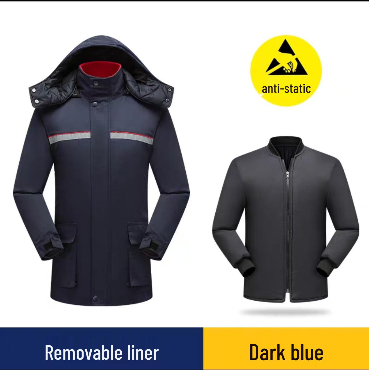 Зимняя хлопковая антистатическая износостойкая утолщенная куртка с настраиваемым логотипом 5XL темно-синий