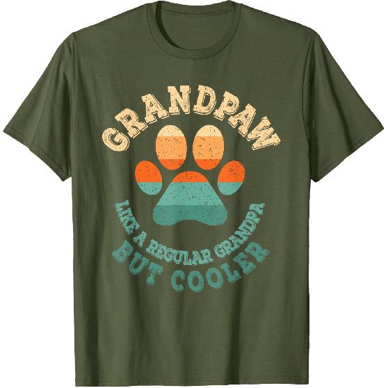 Grandpaw Dog Grandpa Grandfather Funny Grand Paw Retro Men T-Shirt