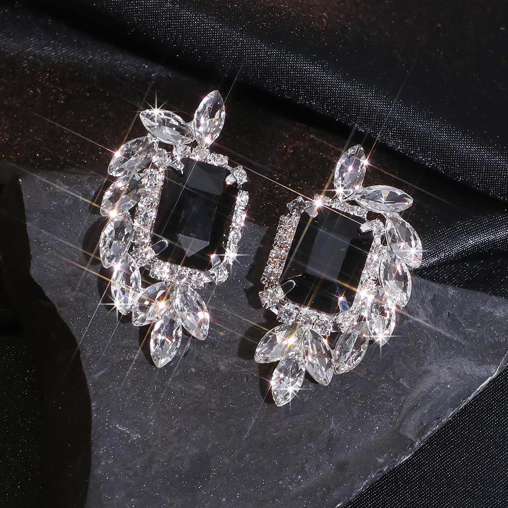 Luxury Rhinestone Tassel Clip-On Earrings for Women - Bridal Accessories