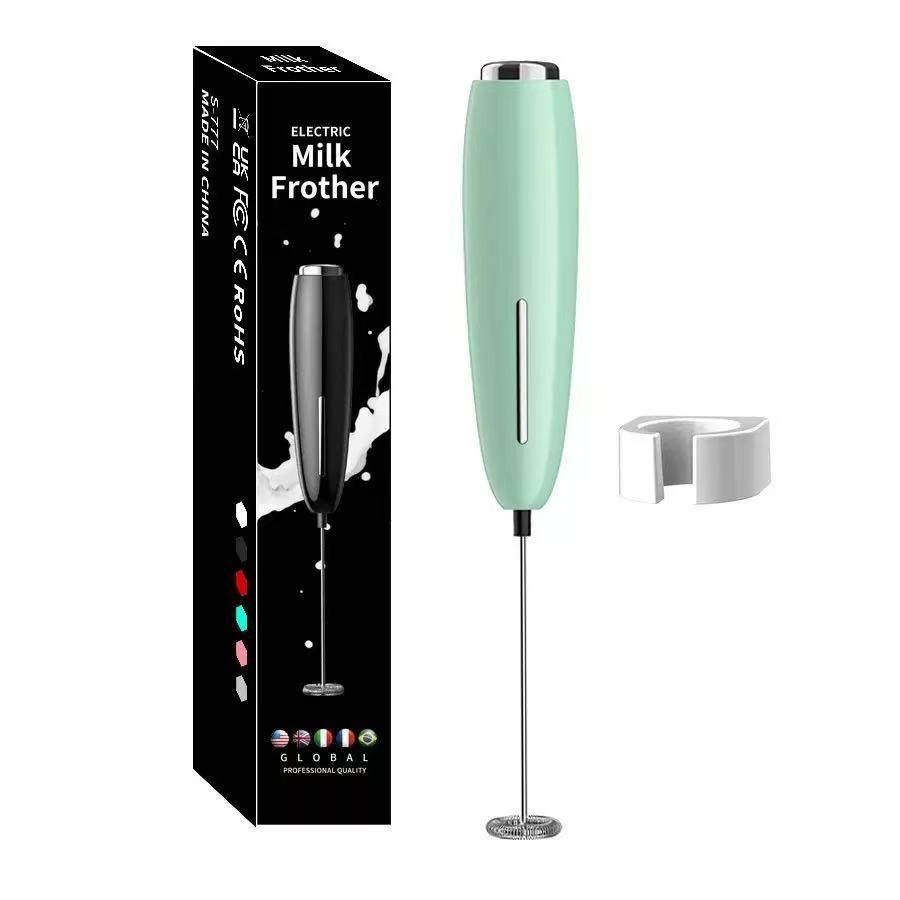 Electric Milk Frother Handheld Foam Maker for Coffee, Latte, Cappuccino – Portable Mini Whisk Drink Mixer with Stainless Steel Frothing Wand