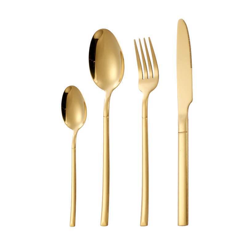 Four-Piece Stainless Steel Restaurant Knife, Fork, Spoon Set - Elegant Hotel Steak Tableware