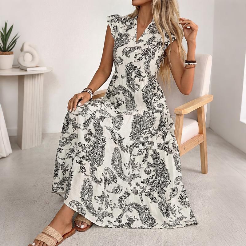 TIFICY Women s Fashion Summer Spring Short Sleeve V-Neck High Waist Casual Dresses S