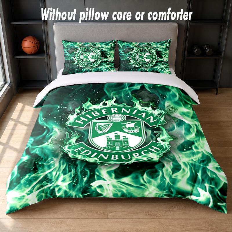 Hibernian FC Design Set Biancheria da Letto 1 Copripiumino + 2 Federe Morbido Traspirante Biancheria da Letto per la Casa