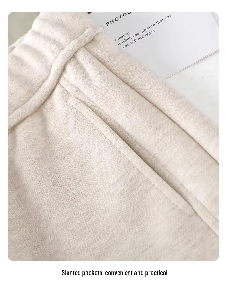 Women's Beige Cashmere Wool Blend Wide-Leg Pants with Fleece Lining - Autumn/Winter 2024 Collection