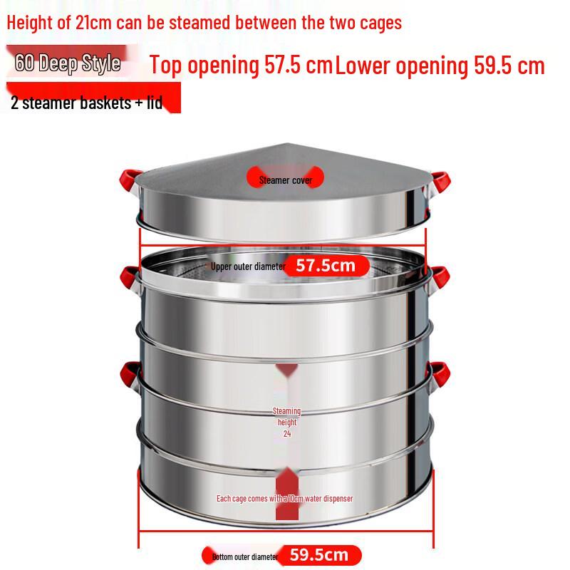 Large Stainless Steel 2-Tier Steamer Pot