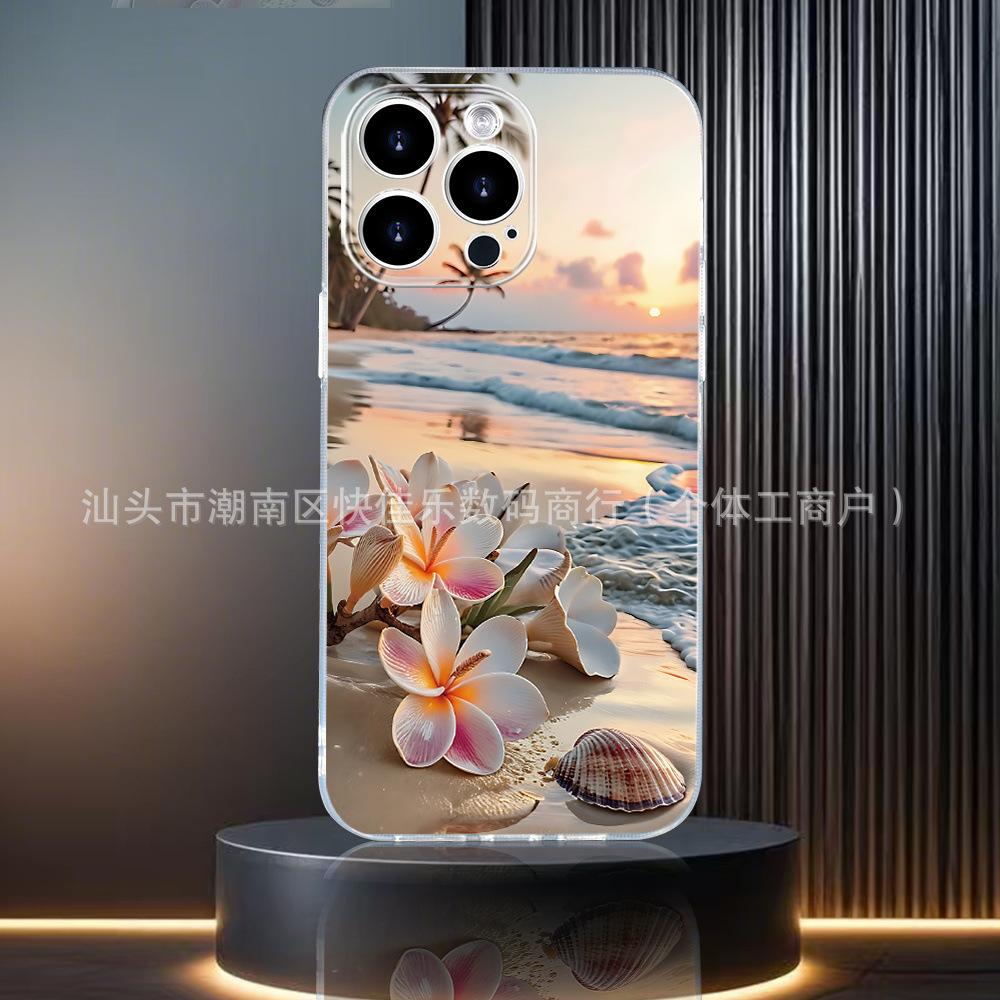 Beautiful Seaside Beach iPhone17ProMax/16plus/15/14/13/12/11 Literary Style Mobile Phone Case