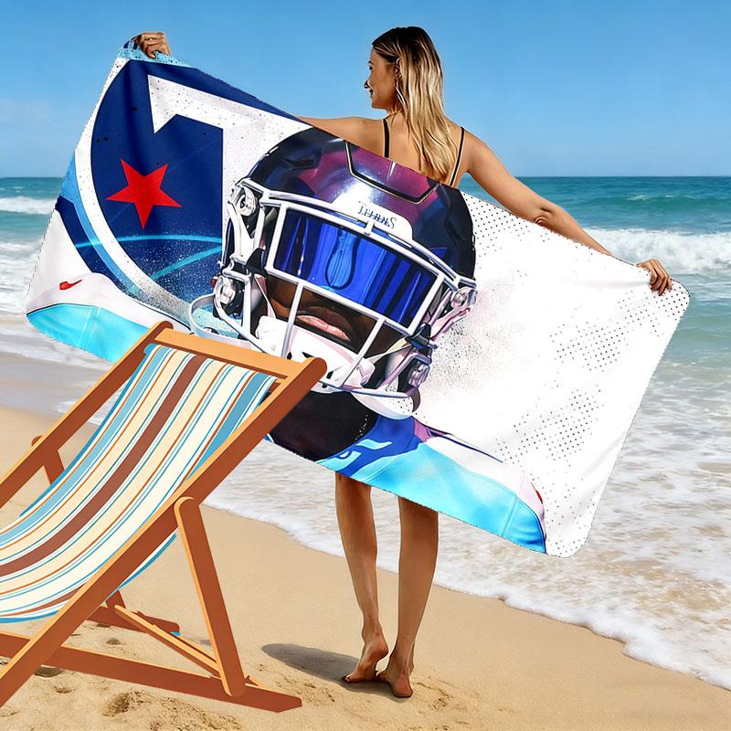 A.J. Brown Print Beach Towel, Large Soft Quick Dry Towel for Beach Camping Swimming