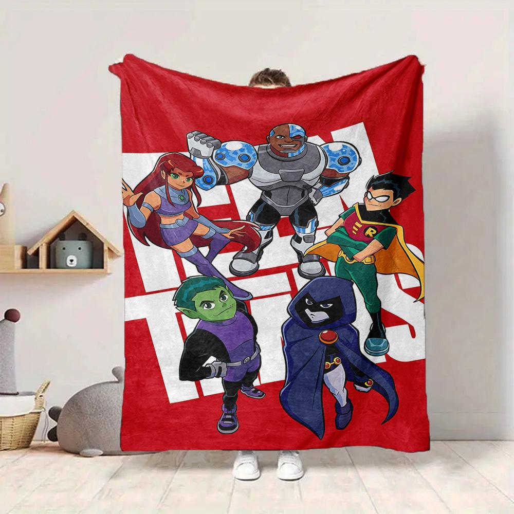 1pc Teen Titans Go! Flannel Throw Blanket - HD Printed Lightweight Soft Warm All-Season Blanket for Sofa, Bed, Travel008