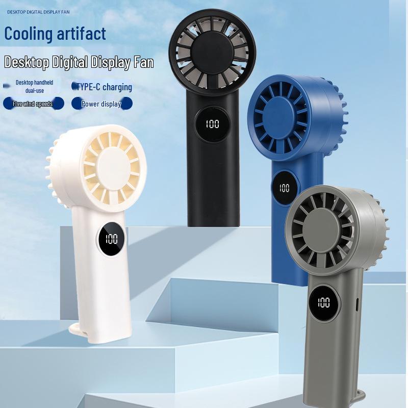 

Compact USB Rechargeable Handheld Fan with Digital Display & Phone Holder Factory/Wholesale/Export/Cross-border