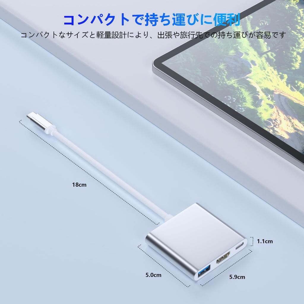 HDMI Adapter for USB to HDMI Converter Adapter USB PD 100W Fast 5Gbps USB C Compatible with iPhone Microsoft and Other for Work from Home and Meetings