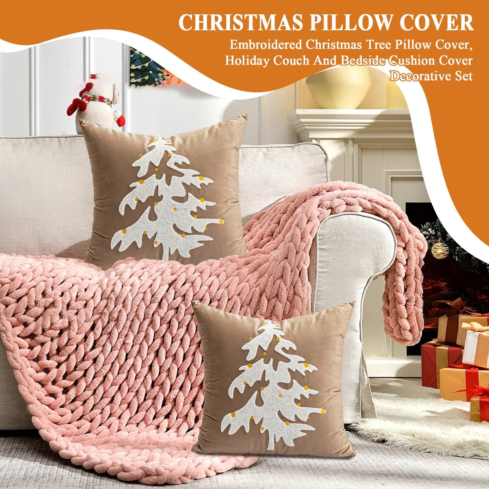 

Наволочка на подушку Рождественская елка 18x18 дюймов Вышитая наволочка на подушку Рождественская елка , Праздничный декоративный набор наволочек для дивана и прикроватной тумбочки One Size