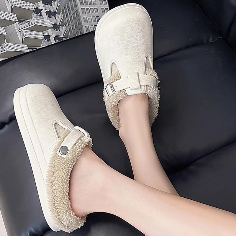 Winter Waterproof Clogs Slippers Women Lightweight Warm Plush Birken Shoes Woman Outdoor Indoor Non Slip Cotton Slippers 2025