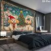 Christmas Dog Wall Tapestry, Aesthetic Printed Fabric Blanket, Suitable for Bedroom, Living Room, and Home Decor.