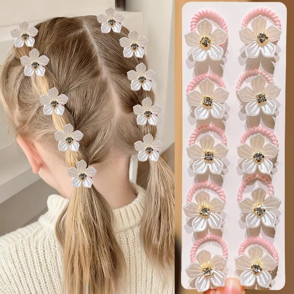 10pcs Durable Floral Elastic Hair Ropes High Elasticity Braiding Elastic Rubber Bands  Leisure