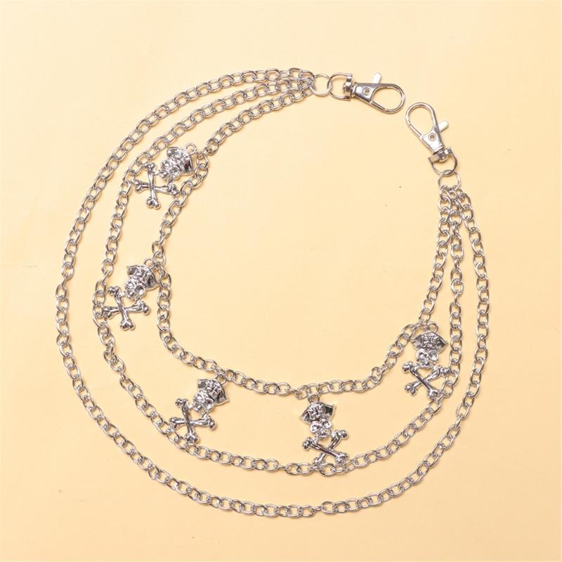 Punk Style Skull Jeans Chain Skull Charm Edgy Gothic Metal Waist Accessory For Women Girls