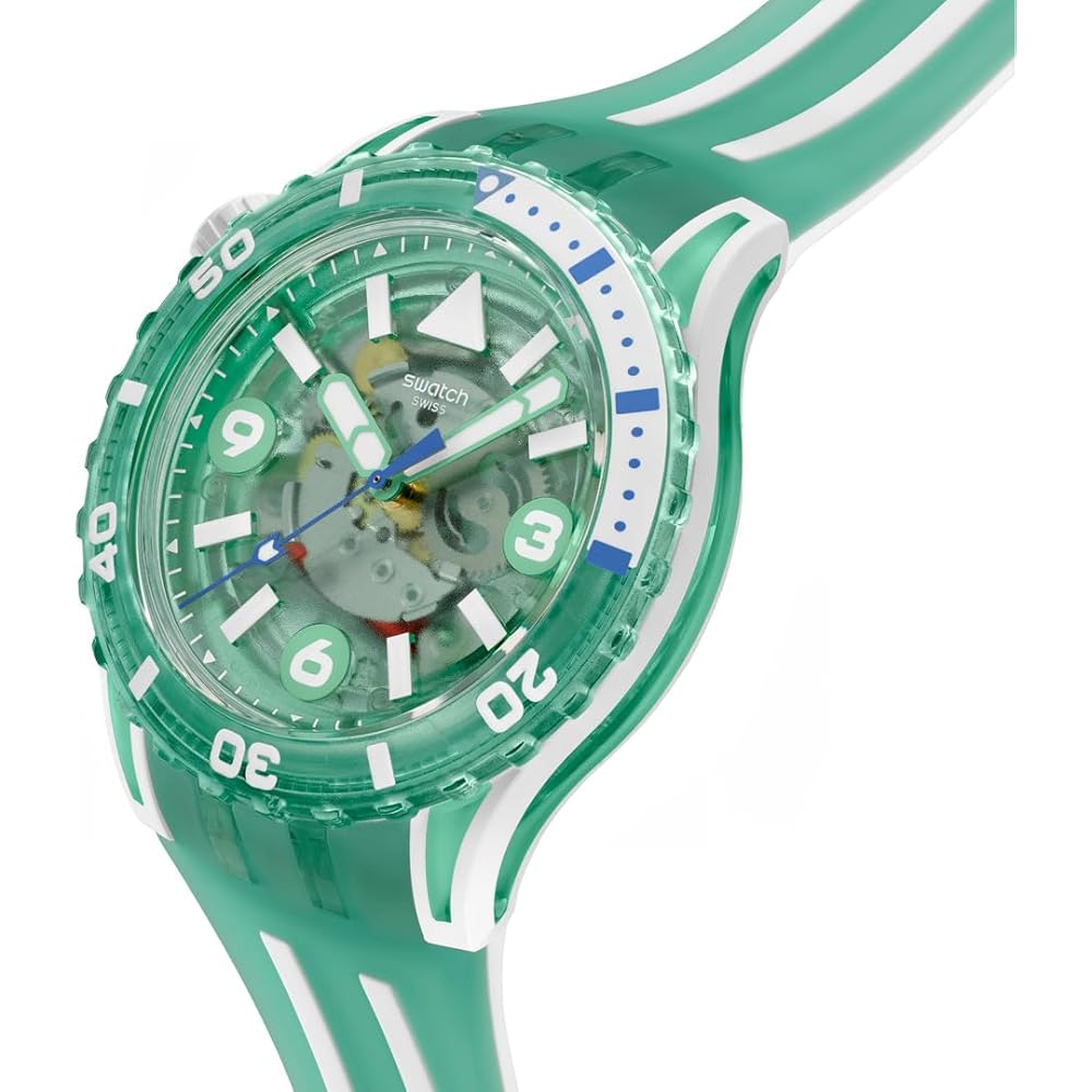 Swatch Scubaqua Medusae Unisex Watch Green 43mm Water Resistant Silicone Strap