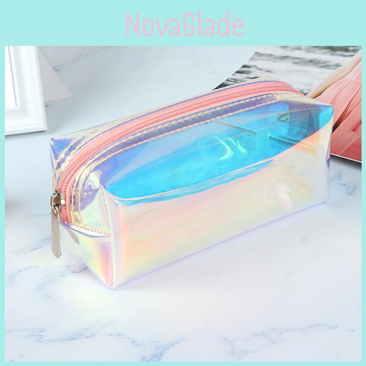 Transparente TPU Make-up Tasche Laser Bunter Federmäppchen Tragbare Aufbewahrung Für Studenten