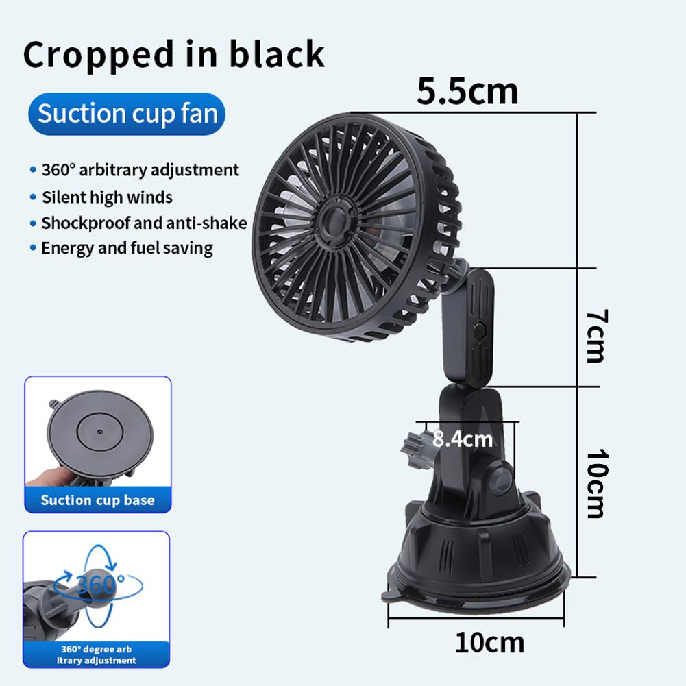 Suction Cup Electric Car Fan 12V 24V Auto Ventilation Fan USB Operated Portable Auto Cooling Fan for Truck SUV Sedan RV Van Boat