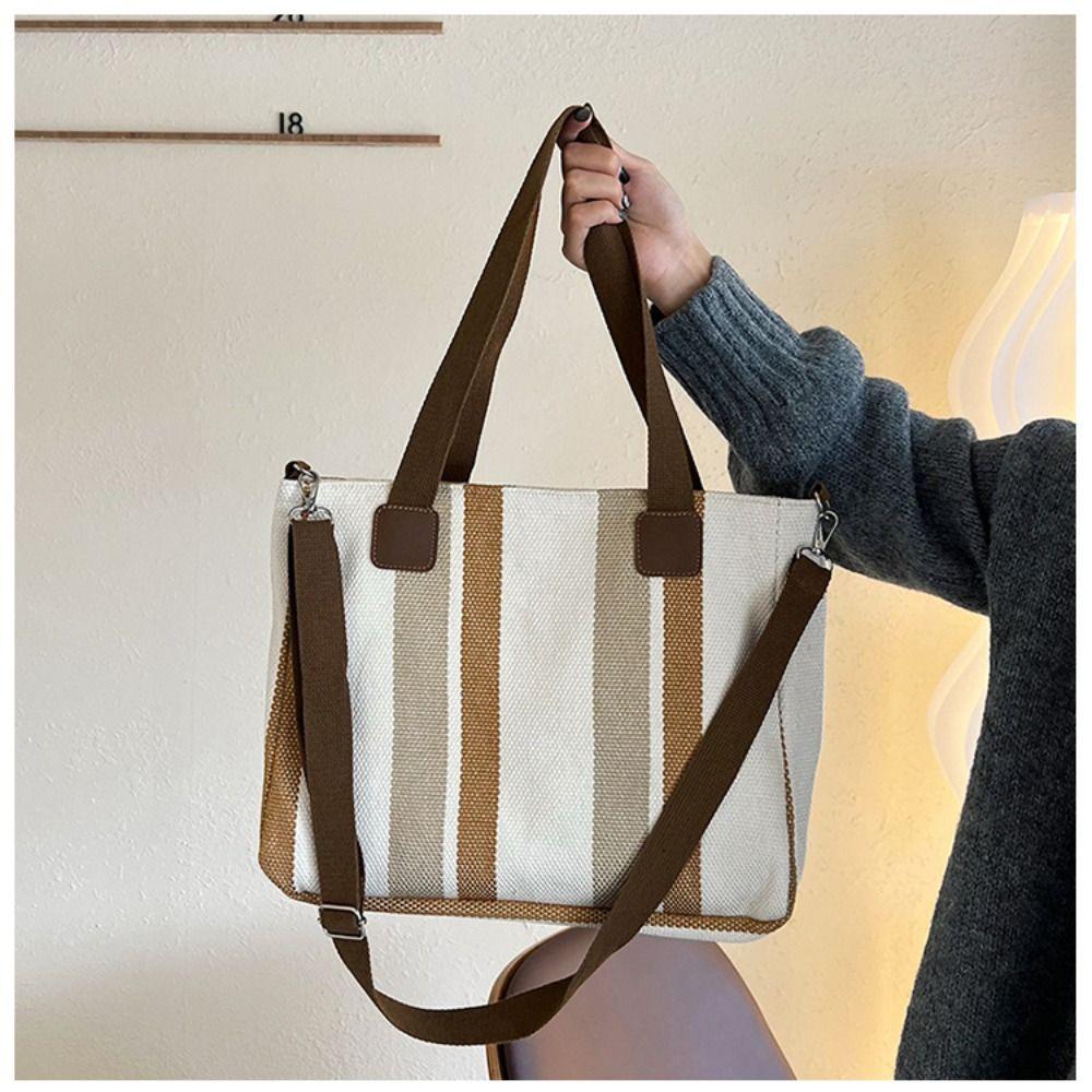 Velkokapacitní Stripe Tote Bag Nákupní taška Crossbody Tašky Nové dámské tašky