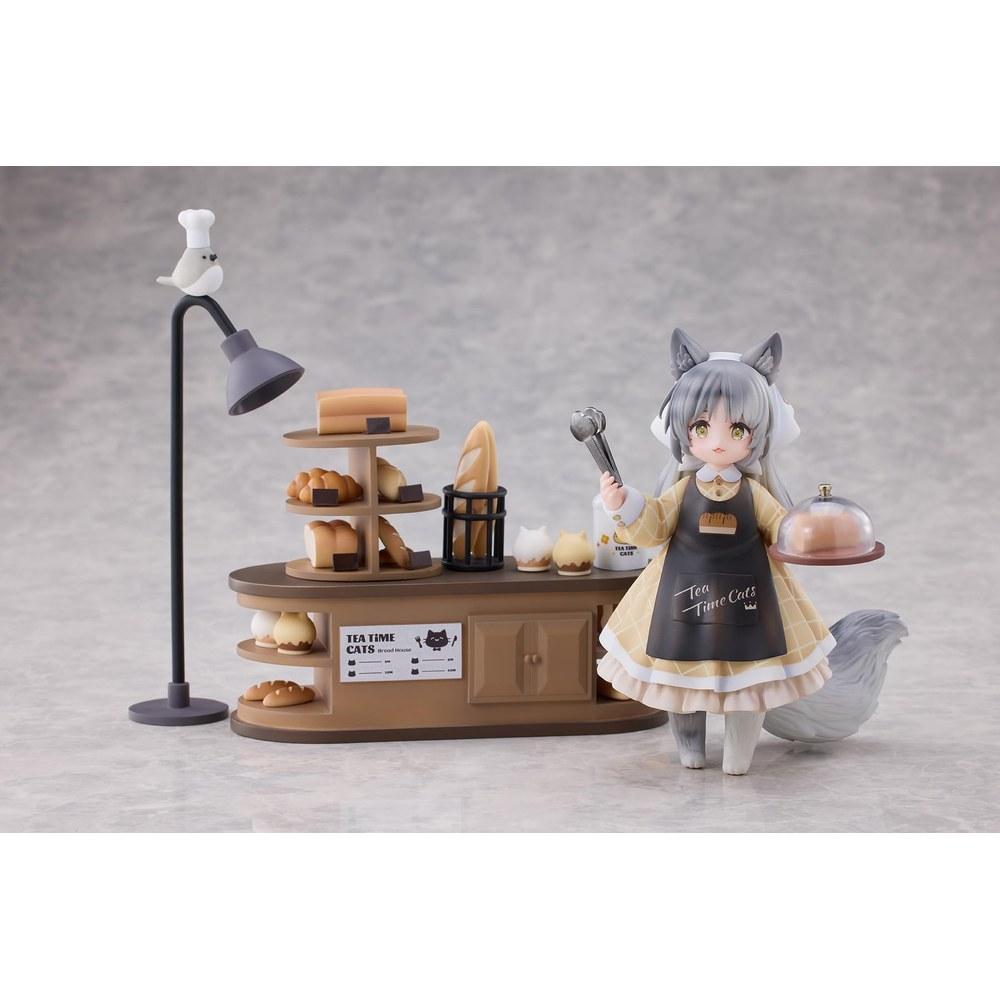 RIBOSE DLC Series Tea Time Cats Scene Nyantown Bakery Clerk and Customer Set Complete Figure Non-Scale ABS PVC Painted