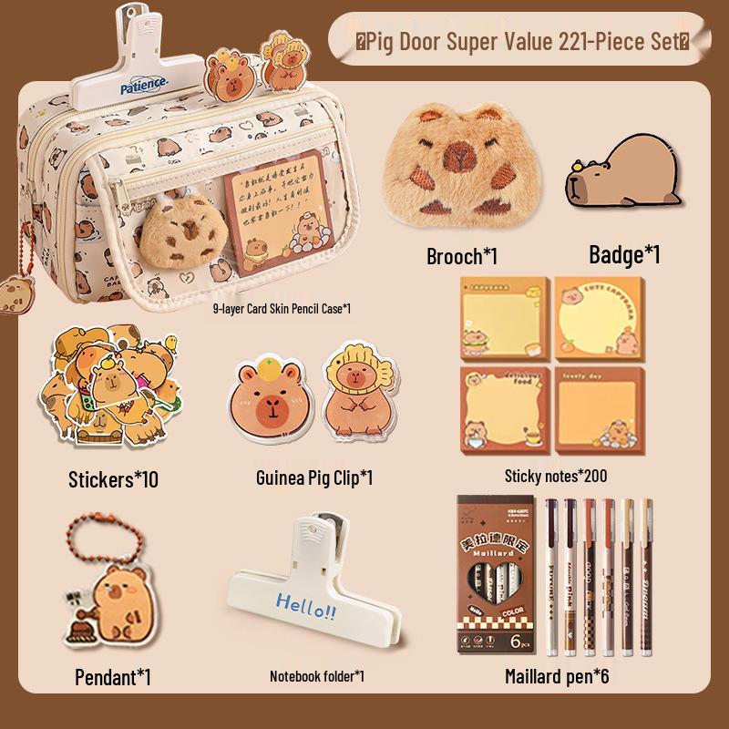 Capybara 2024 Large Capacity Pencil Case for Girls - Stylish Stationery Box for Primary & Junior High School