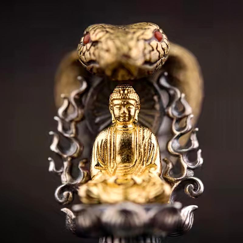 Necklace Vintage Gautama Buddha Rotating Turquoise Beads and Pestle Pendant