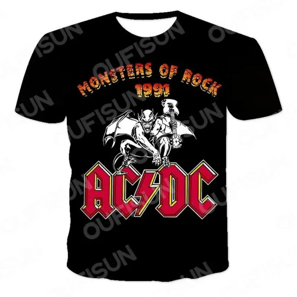 

Летние модные мужские футболки с круглым вырезом и короткими рукавами, футболки с принтом AC DC 3D, повседневные топы в стиле поп-рок и стрит, XXXL