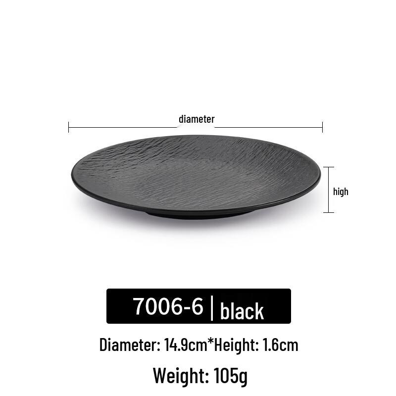 

Japanese Style Black Melamine Round Bark Texture Plate