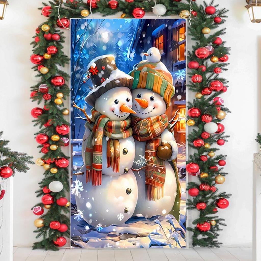 Christmas Door Decoration Festival Party Background Decoration Santa Decoration Tapestry