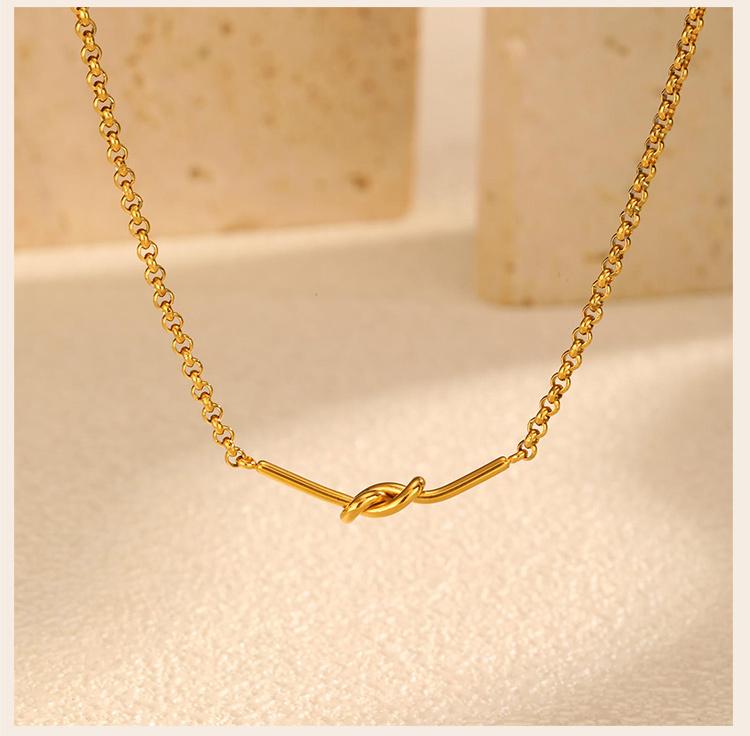 Stainless Steel Love Knot Pendant Necklaces for Women,18k Gold Plated Minimalist Luxury Wedding Party Jewelry Gift
