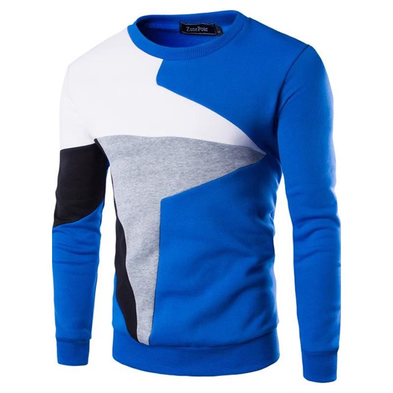 Men's Casual Long-sleeved Wind Hit The Color Stitching Hedging Sweater