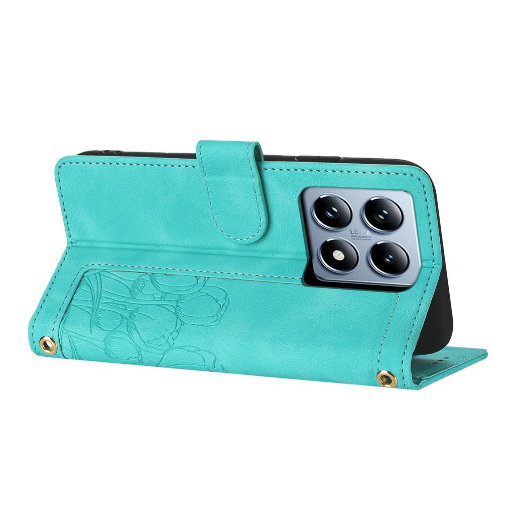 For Xiaomi 14T Pro Tulip Leather Case Phone Cover with 5 Card Slots Wallet