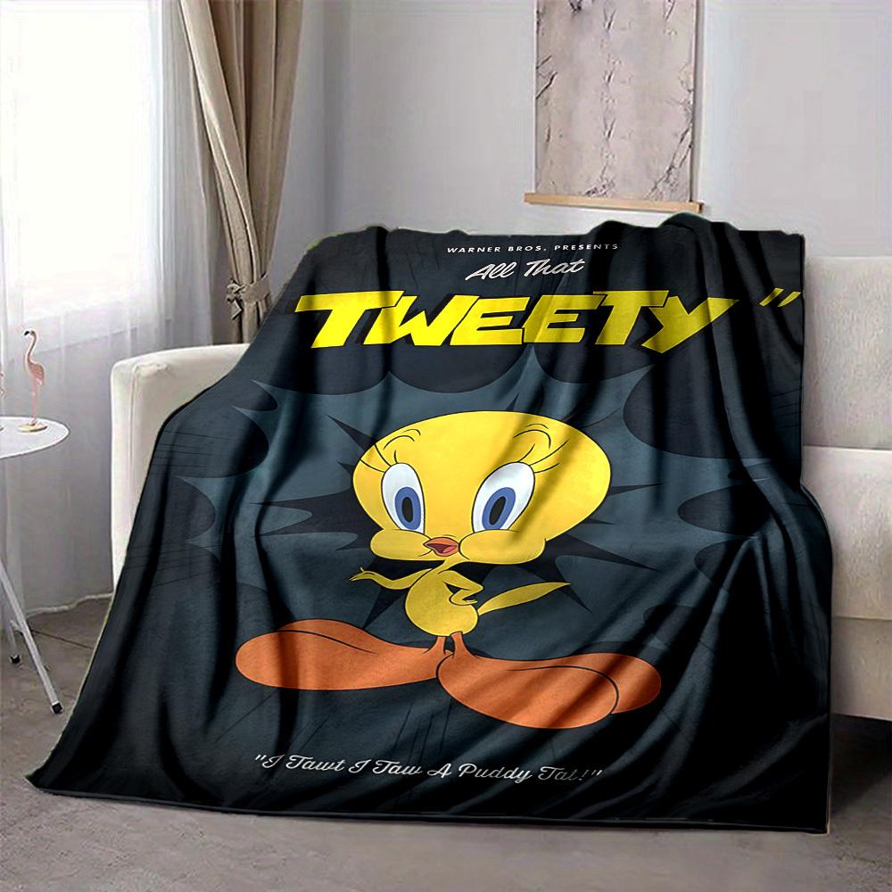 1 Stück Tweety Vogel Looney Tunes Flanelldecke, Weich Hautfreundlich mit Digitaldruck, Verschiedene Größen erhältlich für Familie, Freunde, Geburtstag