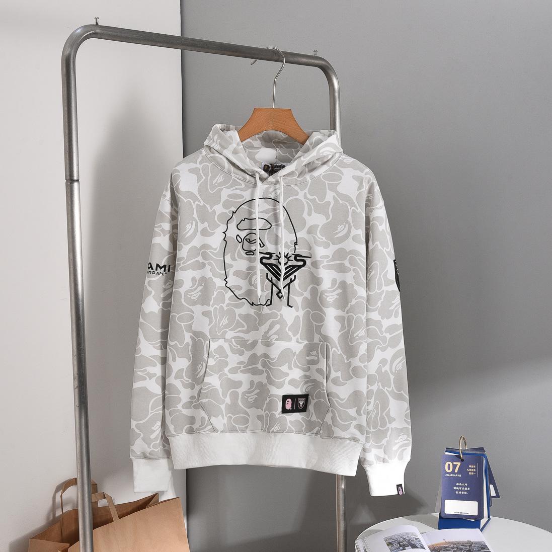

Унісекс худі BAPE x Inter Miami в стилі хіп-хоп - Дизайн Ape Head для осені/зими L