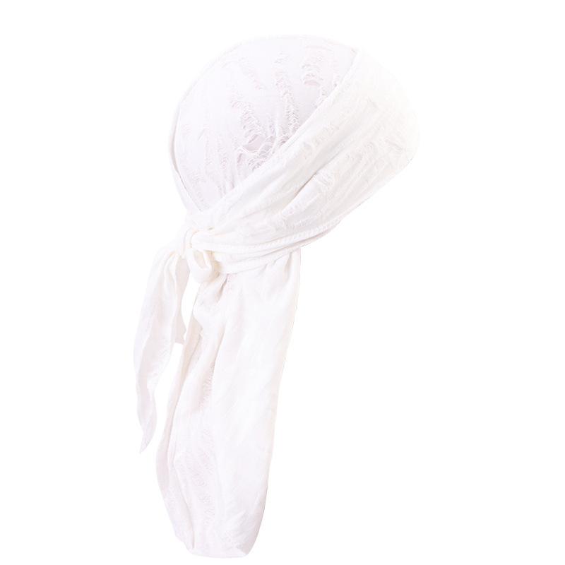 

Men s Distressed Street Pirate Style Durag Head Wrap,Breathable Casual Streetwear Bandana with Double Long Tail Strap Pirate Hat One Size білий
